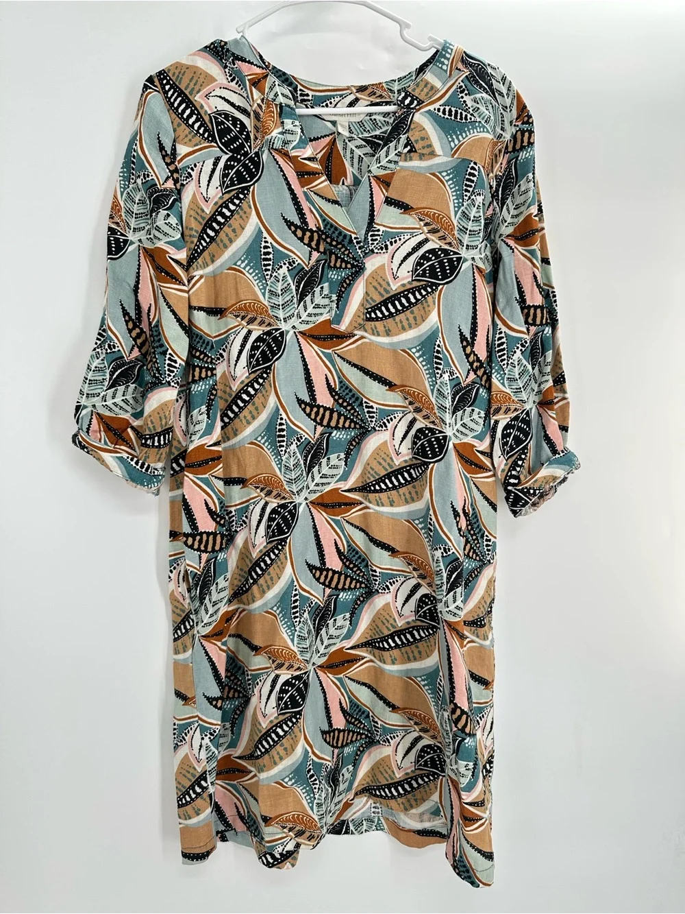 Garnet Hill European Linen Artist Smock Dress Size S Oversized Resort Office